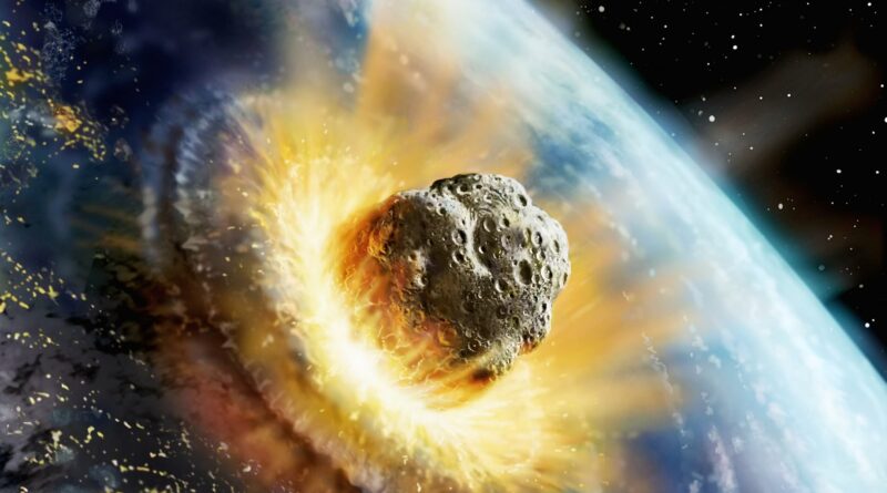 imagen de la tierra y meteorito extincion